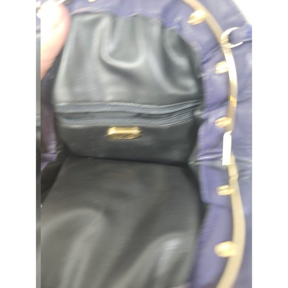 Ande Vintage Purple Leather Crossbody Shoulder Grommet Shell Top Latch Top - Picture 4 of 7